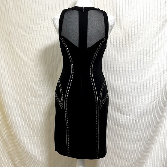 Guess Black Studded Stretchy Mesh Accent Sleeveless Bodycon Dress - Size Small - Picture 6 of 12